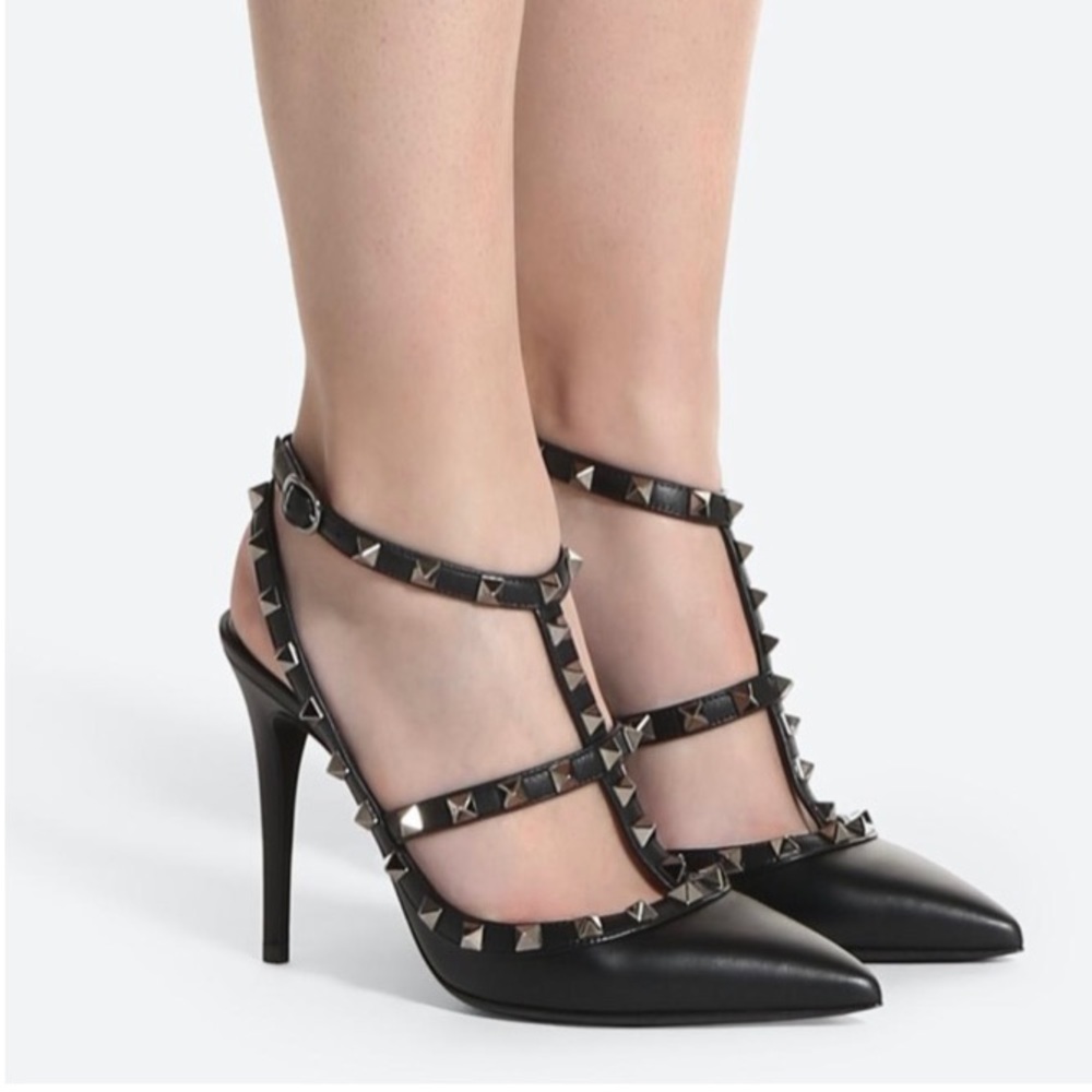 Valentino Rockstud Ankle Strap Pump with Metallic Studs